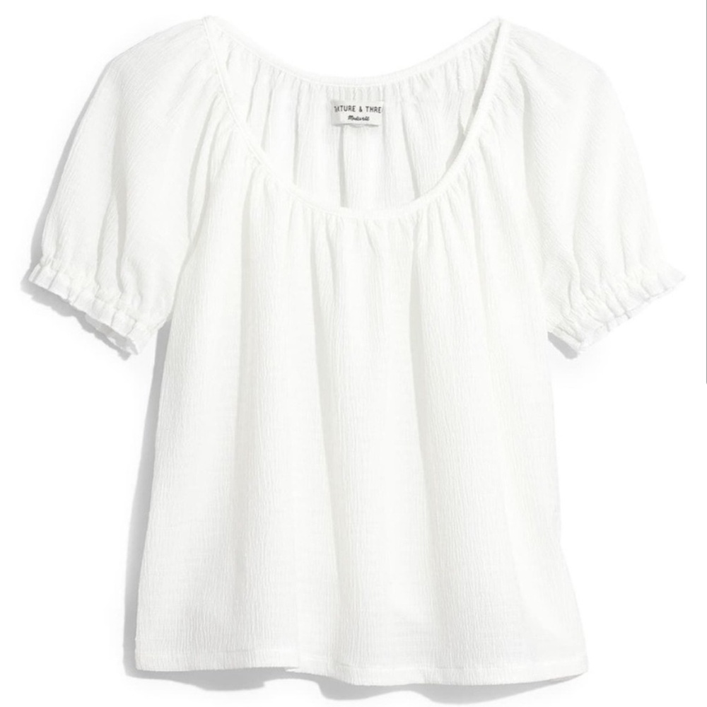 Nwt Madewell Texture & Thread Peasant Top In White - image 2